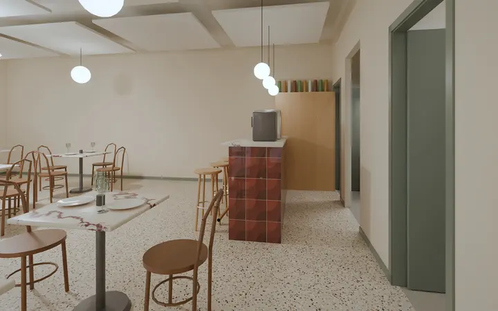 Bistrot Lume: bar counter, render