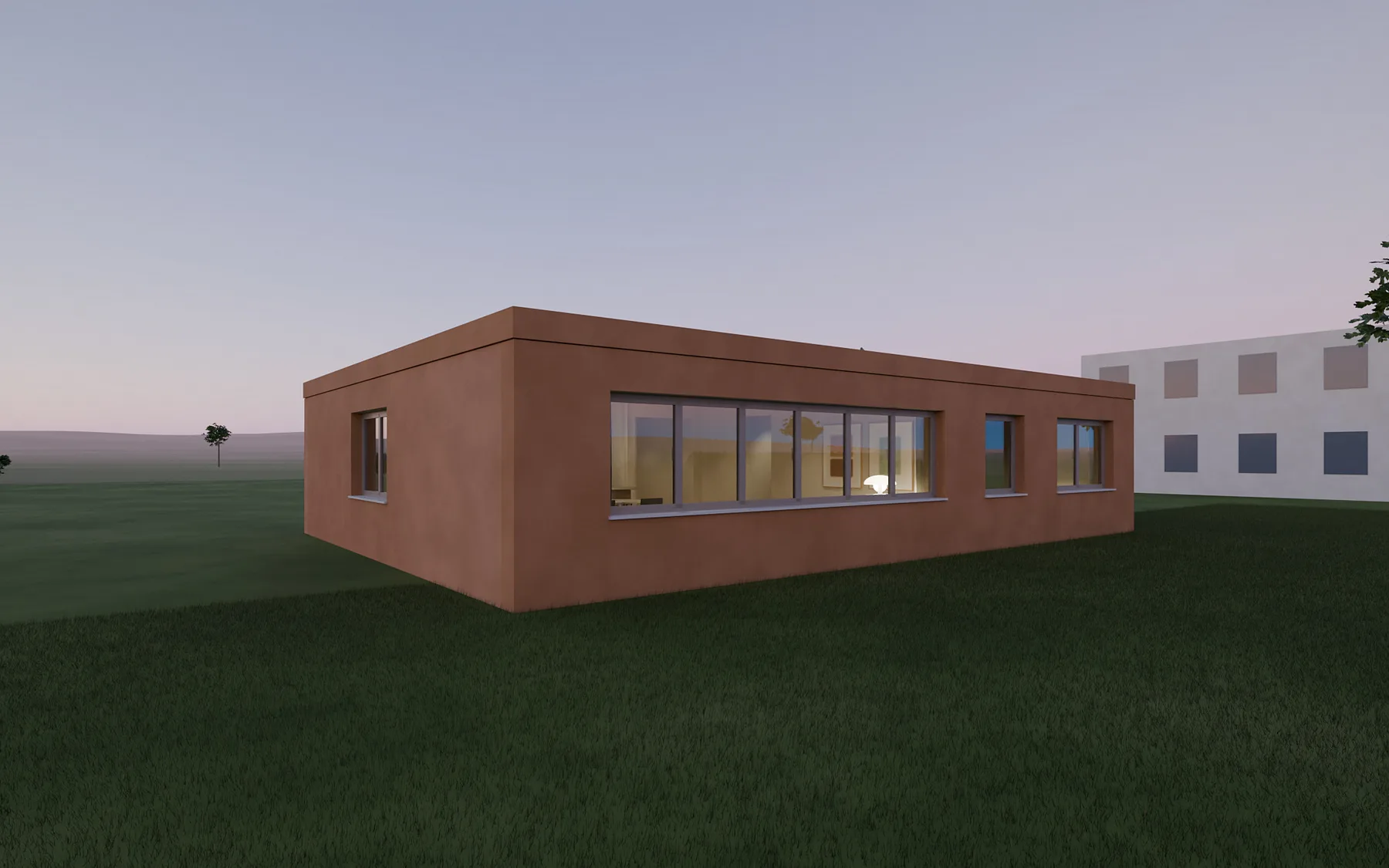 Casa Settanta: exterior at dusk, render