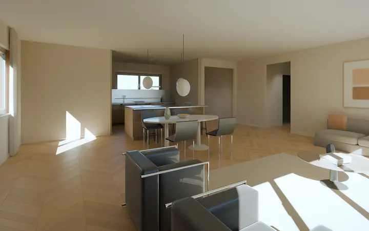 Casa Settanta: living area, render