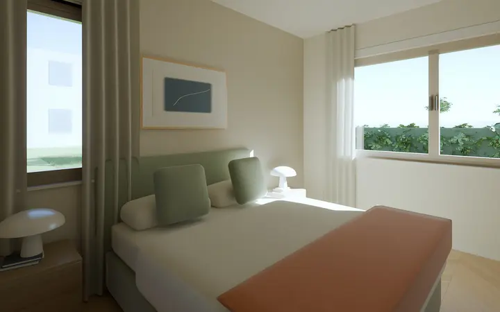 Casa Settanta: master bedroom, render