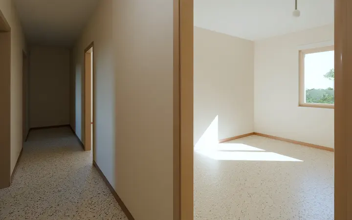 Casa Settanta: corridor before the works, render