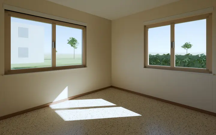 Casa Settanta: double bedroom before the works, render