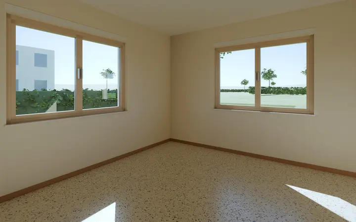 Casa Settanta: living room before the works, render