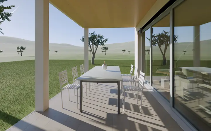 House among the Olive Trees: porch, render