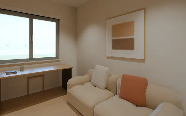 House among the Olive Trees: study / guest room, render